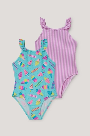 C&A Multipack Of 2 Swimsuit Lycra® Xtra Life™ Zwemkleding Mintgroen Groen | EYK-257381