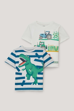C&A Multipack Of 2 Tractor And Dinosaur Sleeve T-shirts Wit | UKM-930412