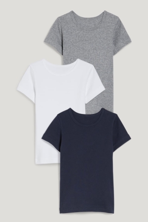 C&A Multipack Of 3 Base Layer With Organic Katoenen Ondergoed Lichtgrijs | YVW-514628
