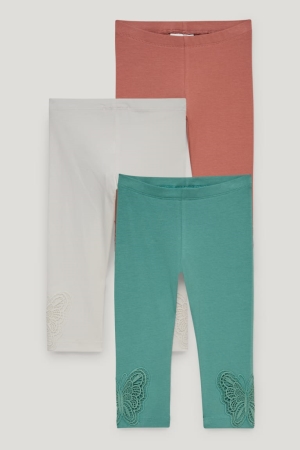C&A Multipack Of 3 Capri Leggings Broek Wit | VWH-350876