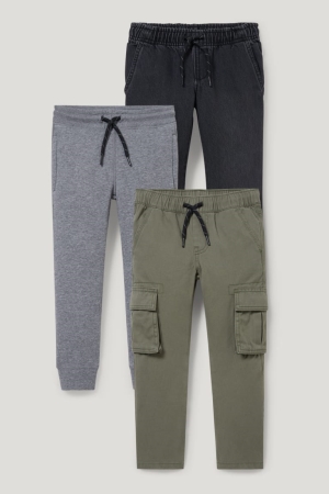 C&A Multipack Of 3, Cargo And Joggers Broek Zwart Grijs | YMU-604825