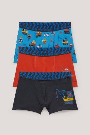 C&A Multipack Of 3 Digger Boxer Organic Katoenen Ondergoed Donkerblauw | GMD-978263