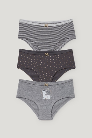 C&A Multipack Of 3 Hipster Briefs Organic Katoenen Ondergoed Grijs | AIX-709536