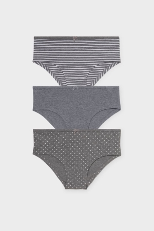 C&A Multipack Of 3 Hipster Briefs Organic Katoenen Ondergoed Grijs | CYB-095624