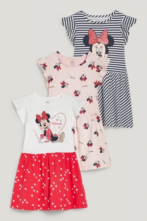 C&A Multipack Of 3 Minnie Mouse Jurken Wit Roze | RVE-170534