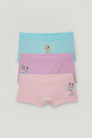 C&A Multipack Of 3 Minnie Mouse Organic Katoenen Ondergoed Roze Turquoise | SZA-374201