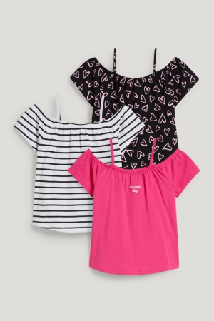 C&A Multipack Of 3 Sleeve In-conversion Katoenen T-shirts Roze | GLV-561907