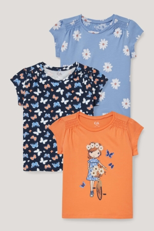 C&A Multipack Of 3 Sleeve With In-conversion Katoenen T-shirts Oranje | BMF-097382