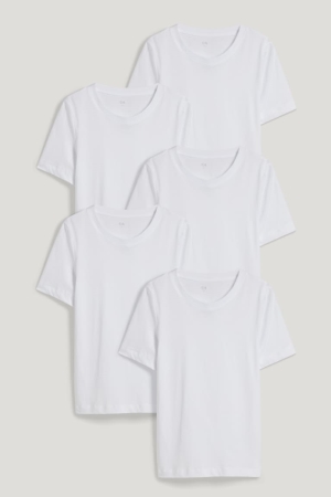 C&A Multipack Of 5Organic Katoenen T-shirts Wit | CGK-517689