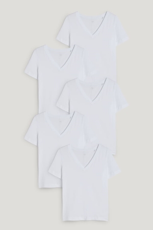 C&A Multipack Of 5Organic Katoenen T-shirts Wit | VXF-913874