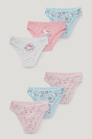 C&A Multipack Of 6 Hello Kitty Briefs Organic Katoenen Ondergoed Wit Roze | ULF-098612