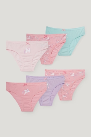 C&A Multipack Of 6 Unicorn Briefs Organic Katoenen Ondergoed Roze | WKN-839561