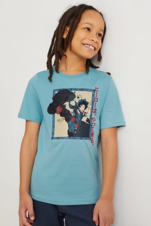 C&A My Hero Academia Sleeve T-shirts Turquoise | KEL-420781