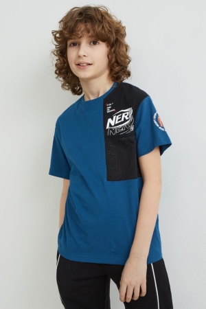 C&A Nerf Sleeve With In-conversion Katoenen T-shirts Donkerblauw | SJV-107953