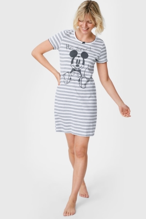 C&A NightStriped Mickey Mouse Nachtkleding Grijs | FNK-513674