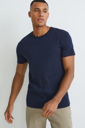 C&A Organic Katoenen T-shirts Donkerblauw | EIB-783106