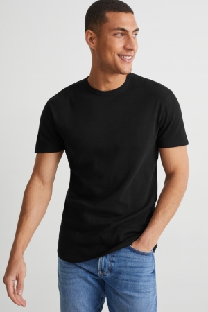 C&A Organic Katoenen T-shirts Zwart | UKT-529460