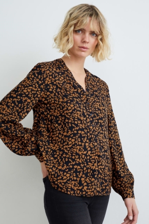 C&A Patterned Blouse Zwart Beige | GKE-952306