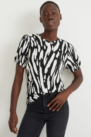 C&A Patterned T-shirts Zwart Wit | ZRD-740823