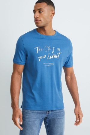C&A Pima Katoenen T-shirts Blauw | BJT-748203
