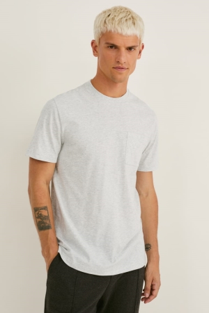 C&A Pima Katoenen T-shirts Lichtgrijs | ZWS-572941