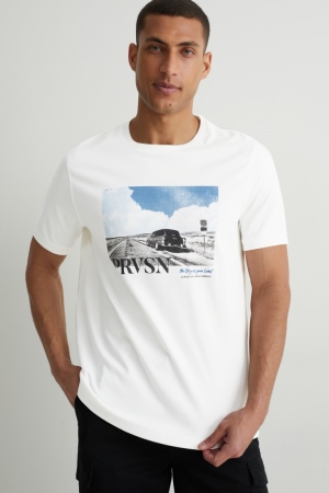 C&A Pima Katoenen T-shirts Wit | YRZ-596208
