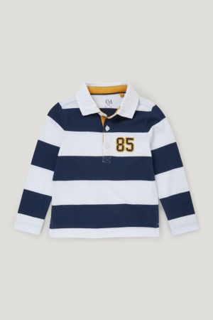 C&A Polo Gestreept Overhemd Donkerblauw | DVW-627148