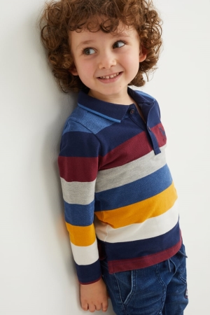 C&A Polo Gestreept Overhemd Donkerblauw | RXF-684753