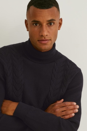 C&A Polo Neck Jumpers Donkerblauw | HLW-829053