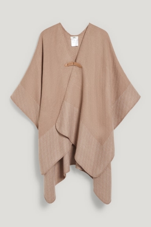 C&A Poncho Hoodie Grijs Bruin | QSU-847051