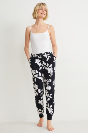 C&A Pyjama Bottoms Floral Nachtkleding Donkerblauw | RQU-567908