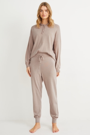 C&A Pyjama Bottoms Nachtkleding Grijs Bruin | ZBO-892673