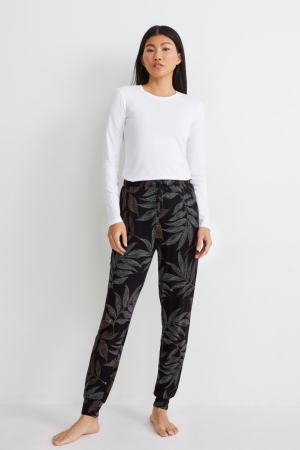C&A Pyjama Bottoms Patterned Nachtkleding Zwart | MDU-634710