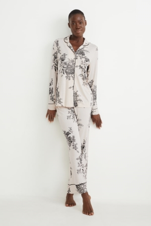 C&A Pyjamas Floral Nachtkleding Beige | OBZ-752163