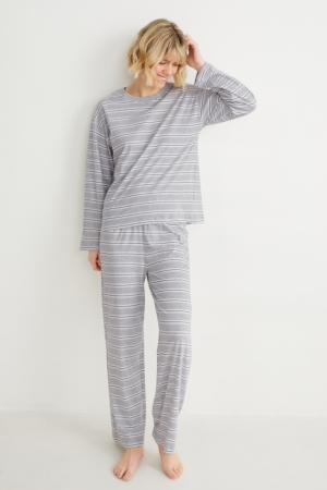 C&A Pyjamas Gestreept Nachtkleding Lichtgrijs | QZU-865391