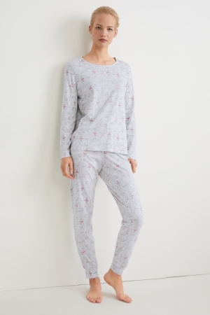 C&A Pyjamas Nachtkleding Lichtgrijs | BHU-764085