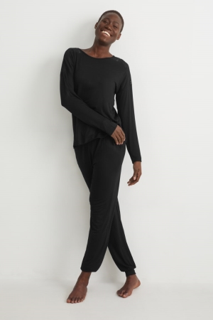 C&A Pyjamas Nachtkleding Zwart | UTJ-531760