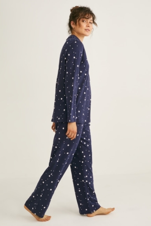C&A Pyjamas Patterned Nachtkleding Donkerblauw | QBW-135769