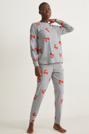 C&A Pyjamas Patterned Nachtkleding Lichtgrijs | JPQ-315679
