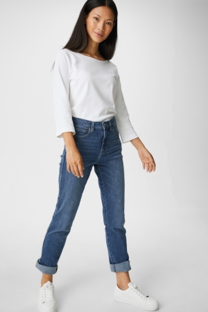 C&A Rechtdoor High Taille Jeans Blauw | CWL-640283