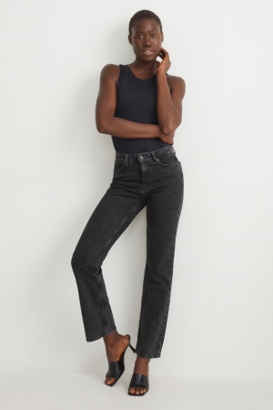 C&A Rechtdoor High Taille Lycra® Jeans Blauw Donkergrijs | OCZ-256093