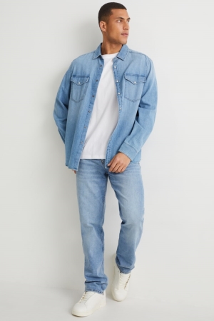 C&A Rechtdoor Organic Katoenen Jeans Blauw Lichtblauw | AMF-340872