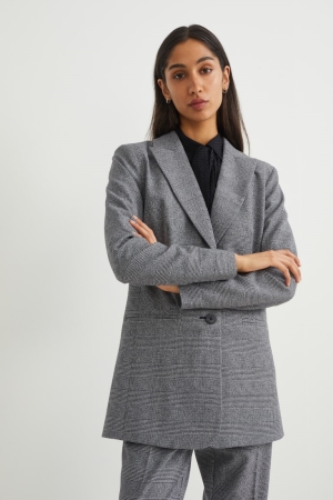 C&A Recycled Check Blazer Grijs Zwart | VWY-789435