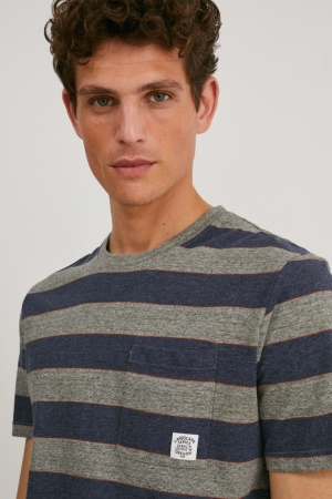 C&A Recycled Gestreept T-shirts Donkerblauw | RYS-061549