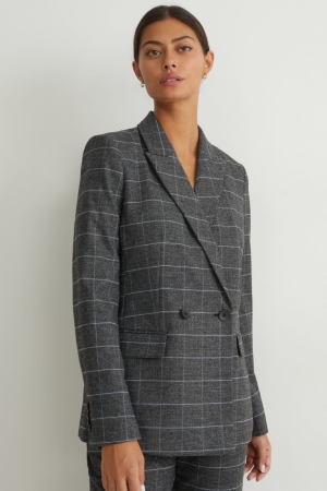 C&A Regular Fit Recycled Check Blazer Grijs Beige | NDQ-319405