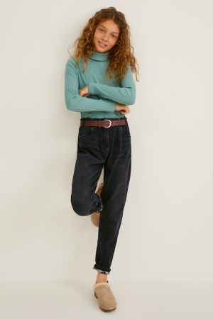 C&A Regular Fit With Belt Broek Blauw Donkergrijs | ITO-946781