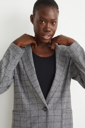 C&A Relaxed Fit Check Blazer Grijs Zwart | GRL-847215