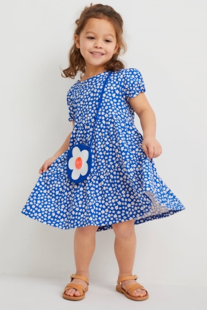 C&A Set And Bag 2 Piece Floral Jurken Blauw | LQF-812305