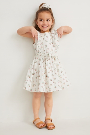 C&A Set And Scrunchie 2 Piece Floral Jurken Wit | WGF-074918