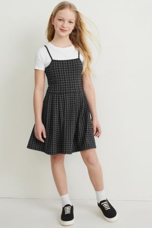 C&A Set And Sleeve 2 Piece Jurken Wit Zwart | EDK-492076